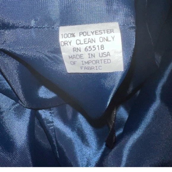 Patra vintage Elegant Navy Blue Skirt Suit with Sheer Sleeves size 12 - Picture 2 of 8